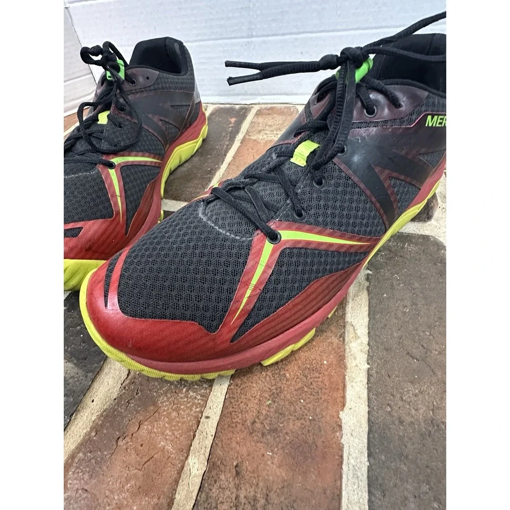 Merrell MQM Trail Running Shoes Black Red Yellow Lace Up Sneakers Men's 14